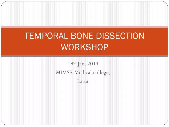 temporal bone dissection workshop