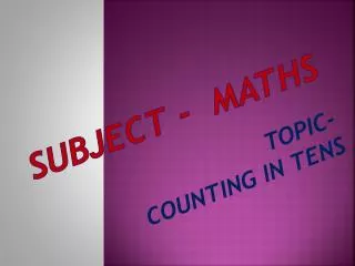 SUBJECT - MATHS