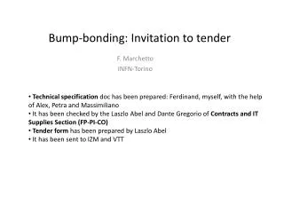 Bump-bonding : Invitation to tender