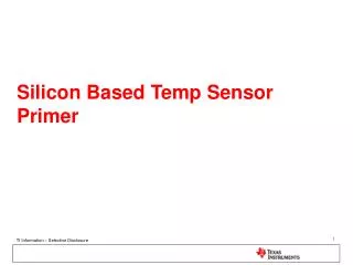 Silicon Based Temp Sensor Primer