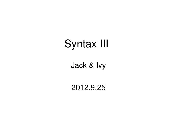 syntax iii