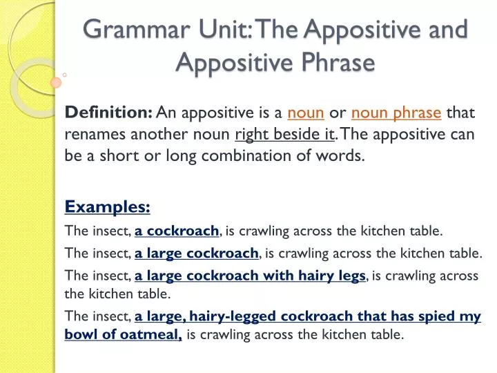 grammar unit the appositive and appositive phrase