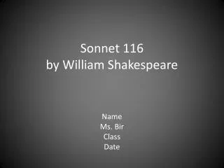 Sonnet 116 by William Shakespeare