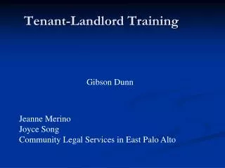 Tenant-Landlord Training