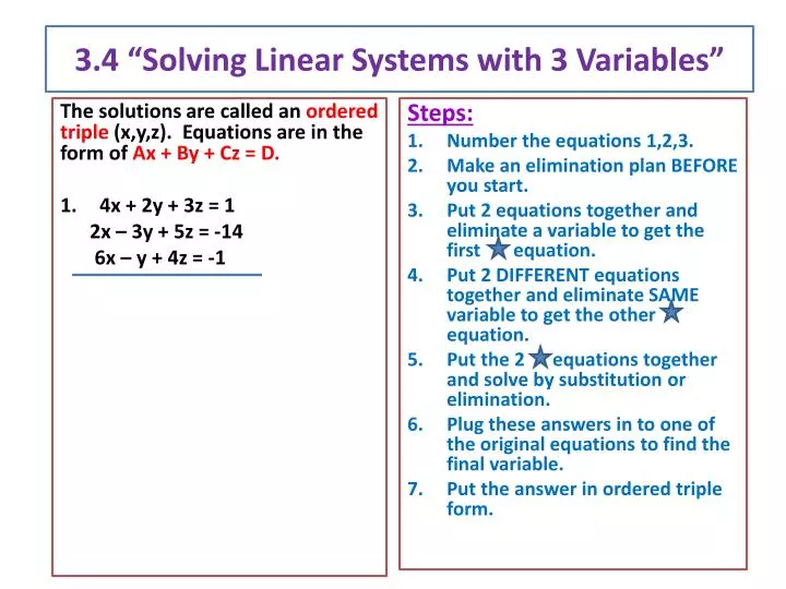 3 4 solving linear systems with 3 variables