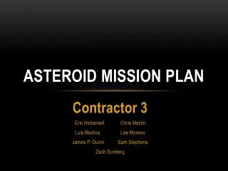 ASTEROID MISSION PLAN