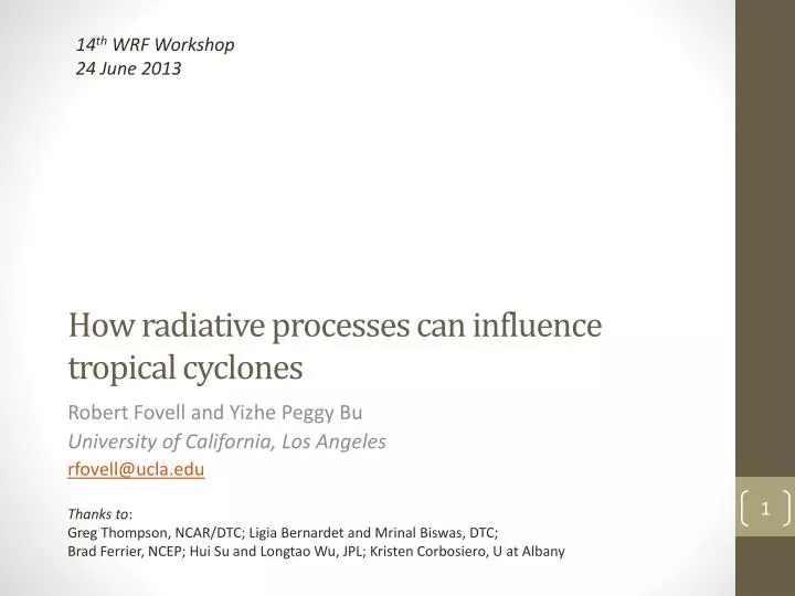 how radiative processes can influence tropical cyclones