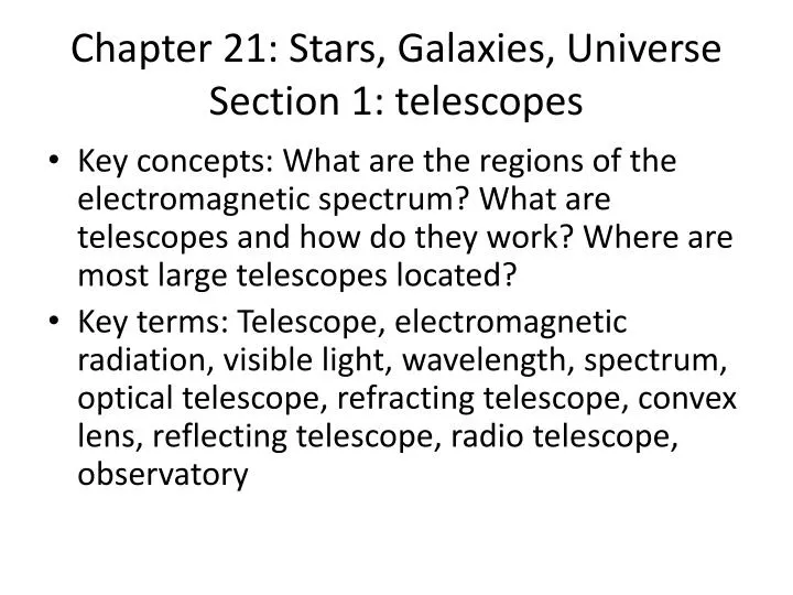 chapter 21 stars galaxies universe section 1 telescopes