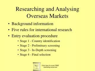 Researching and Analysing Overseas Markets