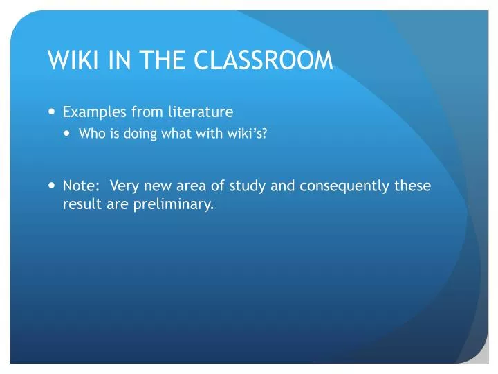 wiki in the classroom
