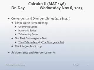 Calculus II (MAT 146) Dr. Day		Wednesday Nov 6, 2013