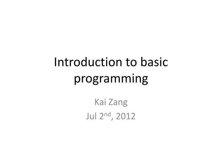 introduction to basic programming