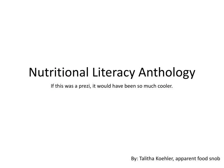 nutritional literacy anthology