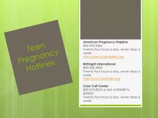 Teen Pregnancy Hotlines