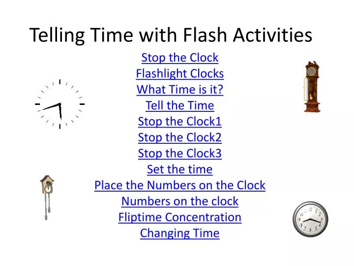 telling time with flash activities