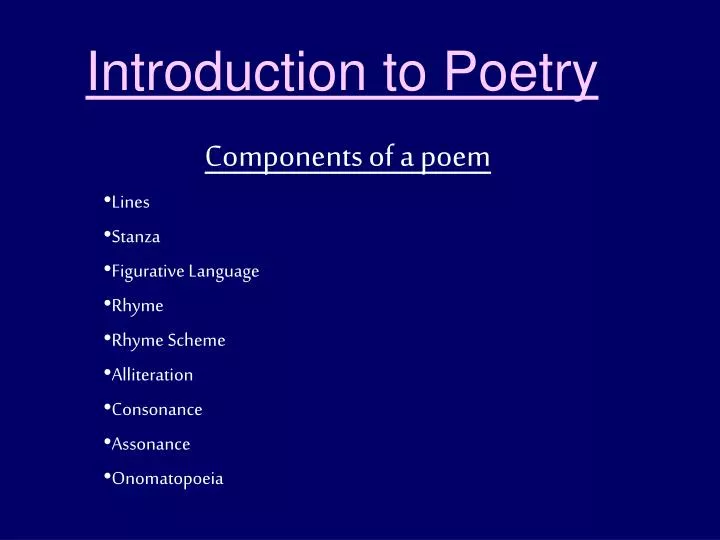 introduction to poetry