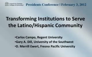 Transforming Institutions to Serve the Latino/Hispanic Community