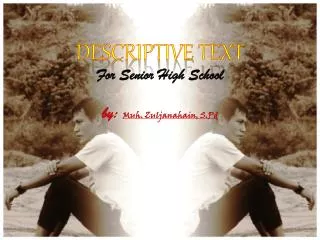 DESCRIPTIVE TEXT For Senior High School by: Muh . Zuljanahain , S.Pd