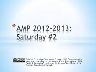 AMP 2012-2013: Saturday #2