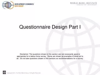 Questionnaire Design Part I