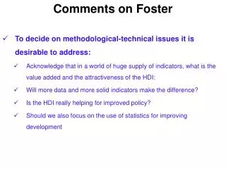 Comments on Foster
