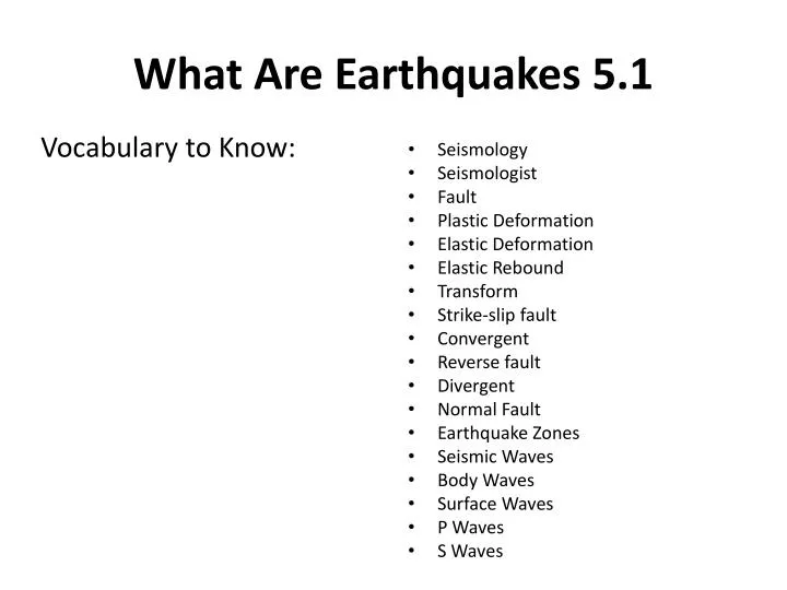 what are earthquakes 5 1