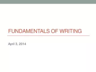 Fundamentals of Writing