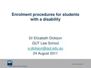 Enrolment procedures for students with a disability