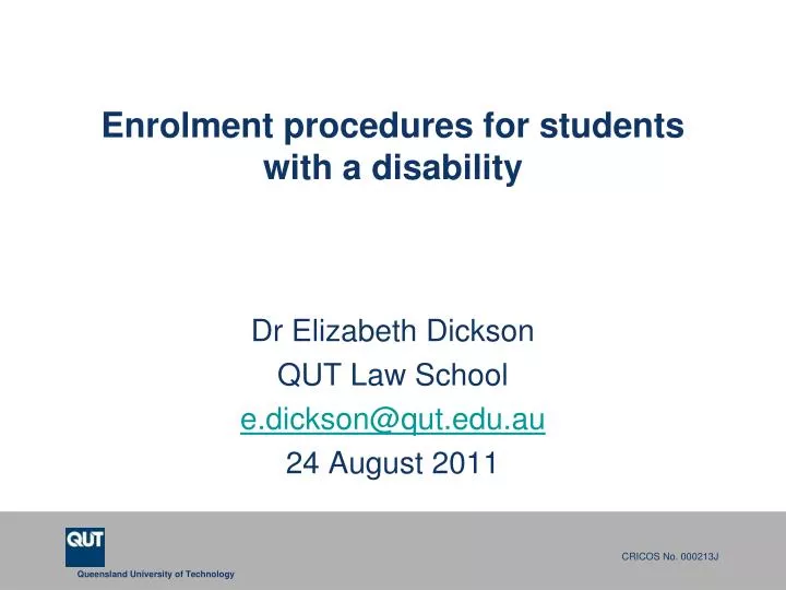 enrolment procedures for students with a disability