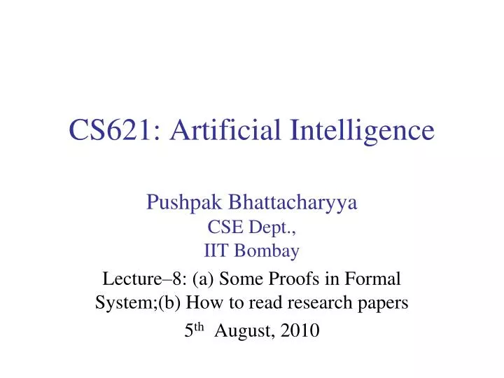 cs621 artificial intelligence