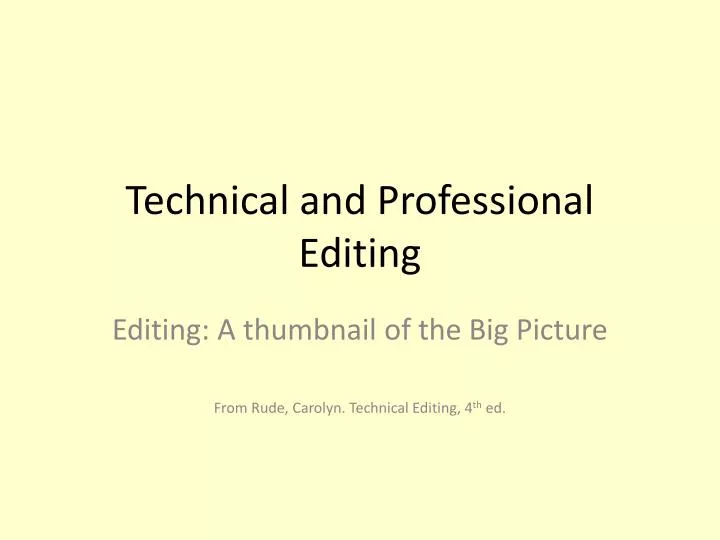 technical and professional editing