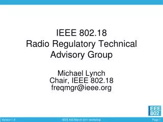 IEEE 802.18 Radio Regulatory Technical Advisory Group