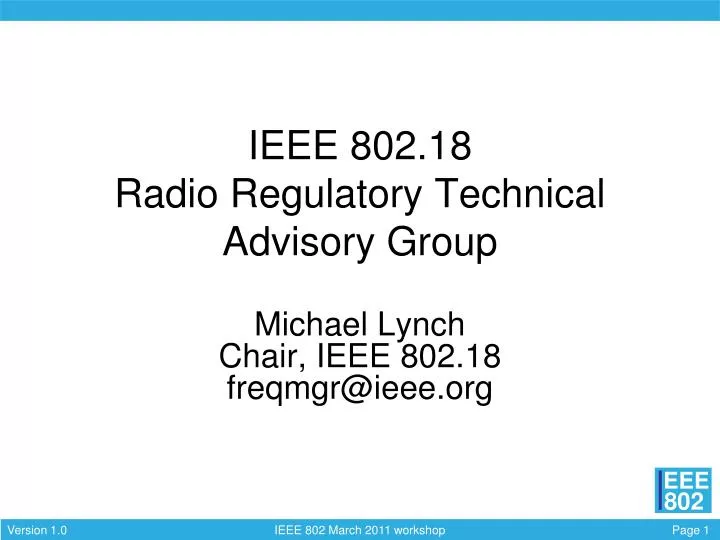 ieee 802 18 radio regulatory technical advisory group