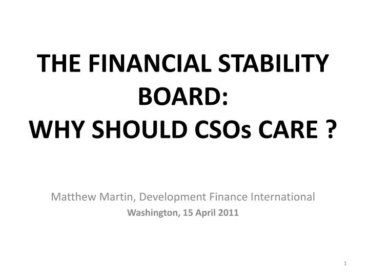 the financial stability board why should csos care