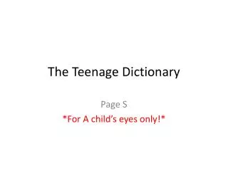 The Teenage Dictionary