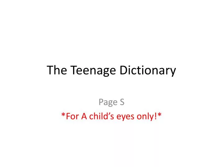 the teenage dictionary