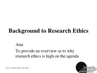 Background to Research Ethics