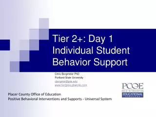 Tier 2+: Day 1 Individual Student Behavior Support
