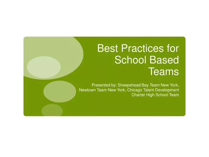 best practices for school based teams
