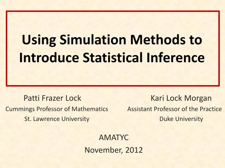 using simulation methods to introduce statistical inference