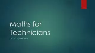 Maths for Technicians