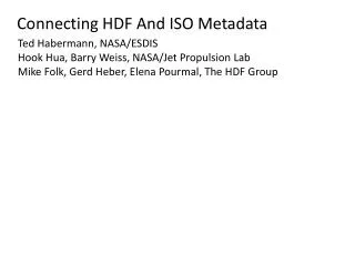 Connecting HDF And ISO Metadata