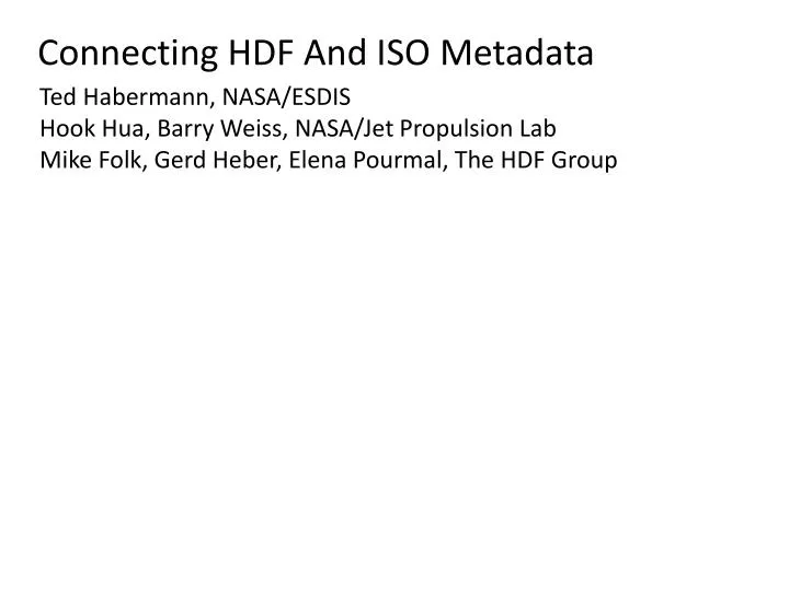 connecting hdf and iso metadata