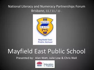 National Literacy and Numeracy Partnerships Forum Brisbane, 11 / 11 / 11 .