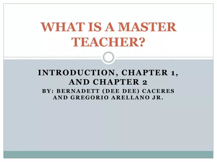 what is a master teacher