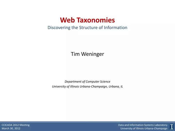 web taxonomies discovering the structure of information