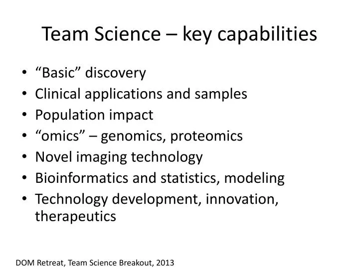 team science key capabilities