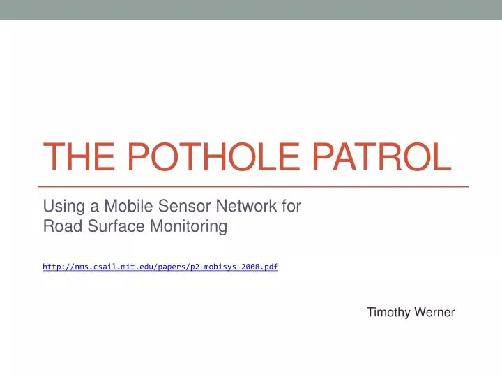 the pothole patrol