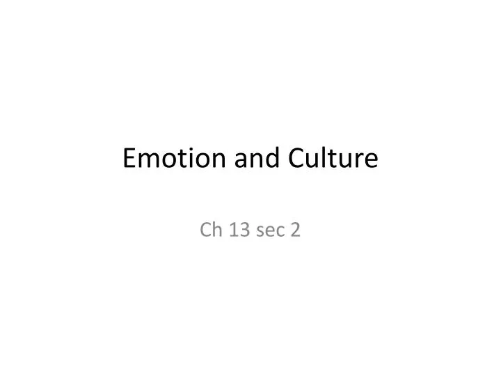 emotion and culture