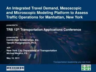 TRB 13 th Transportation Applications Conference